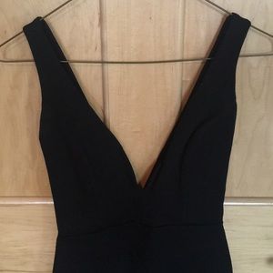 LULU*S black midi dress w/ deep plunging neckline